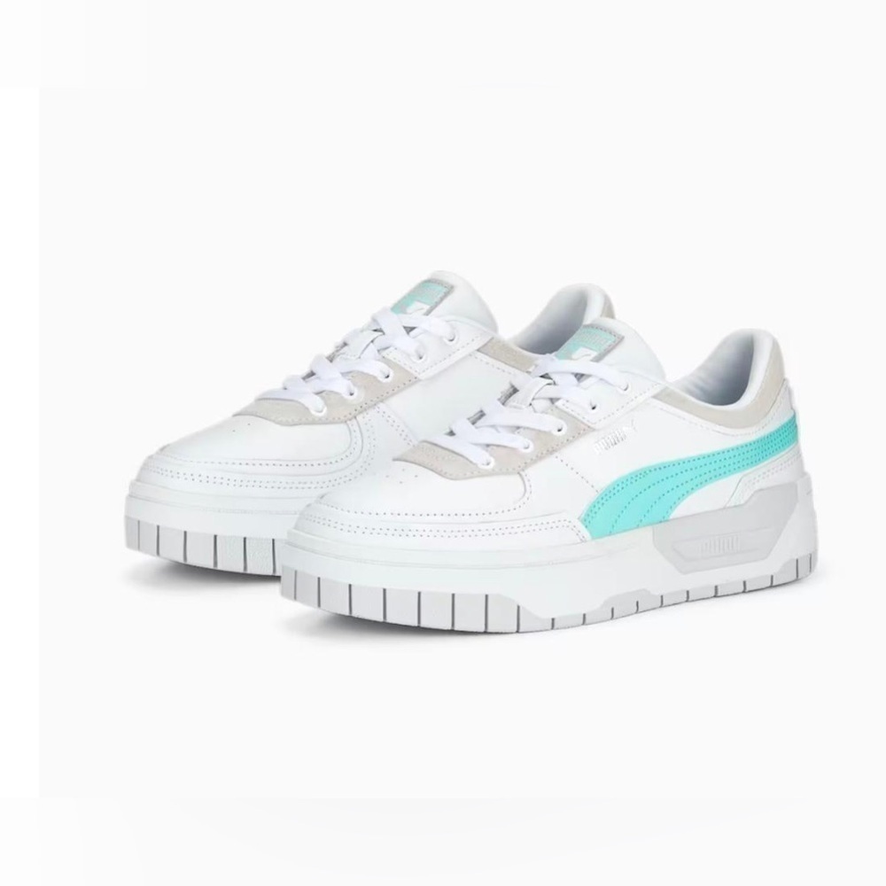 Puma Cali Dream Platform White Grey Mint Leather Sneakers - NWT